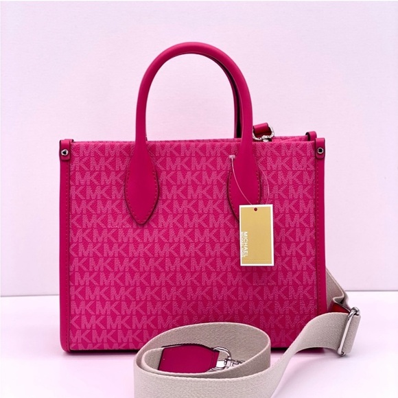 MICHAEL KORS MIRELLA SMALL SHOPPER TOTE CROSSBODY DRAGONFRUIT - Picture 2 of 12